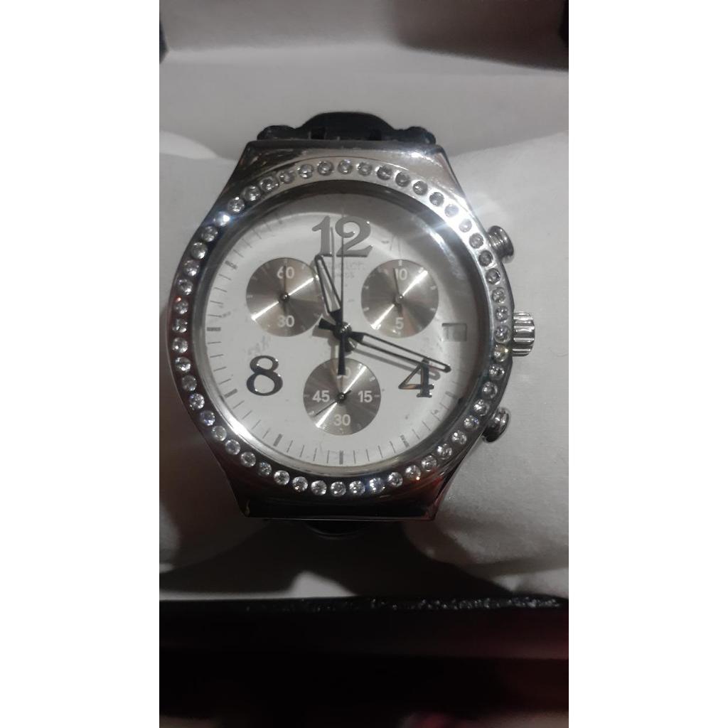 Swatch Irony YCS119G Chronograph – Preloved Elegance with Leather Strap