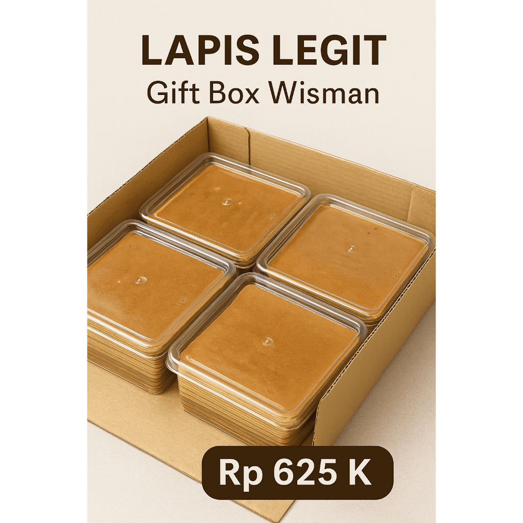 

Lapis Legit Premium Wisman Giftbox – Asli Bali (Isi 4 Slice 10x10 cm)