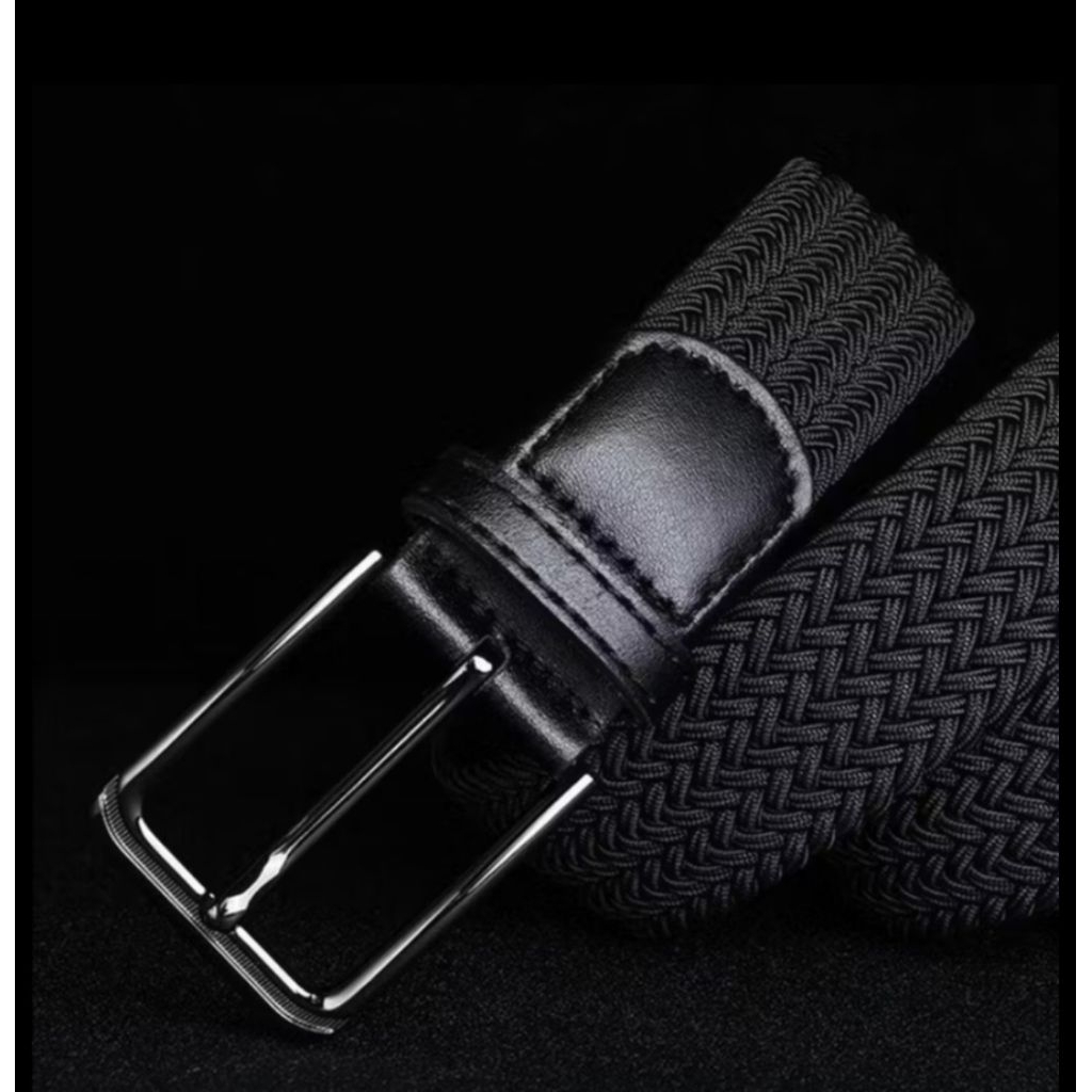 Ikat pinggang karet pria wanita gesper elastis melar sabuk jumbo gesper kepang lentur