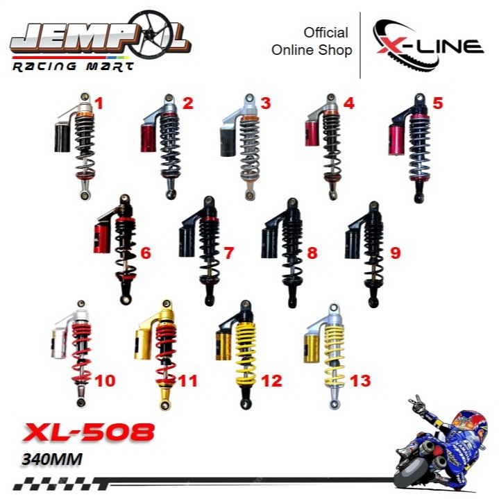 Xline Shock Sok Shockbreaker Belakang Tipe 508 Motor Bebek Tabung Atas 340L Original 100%