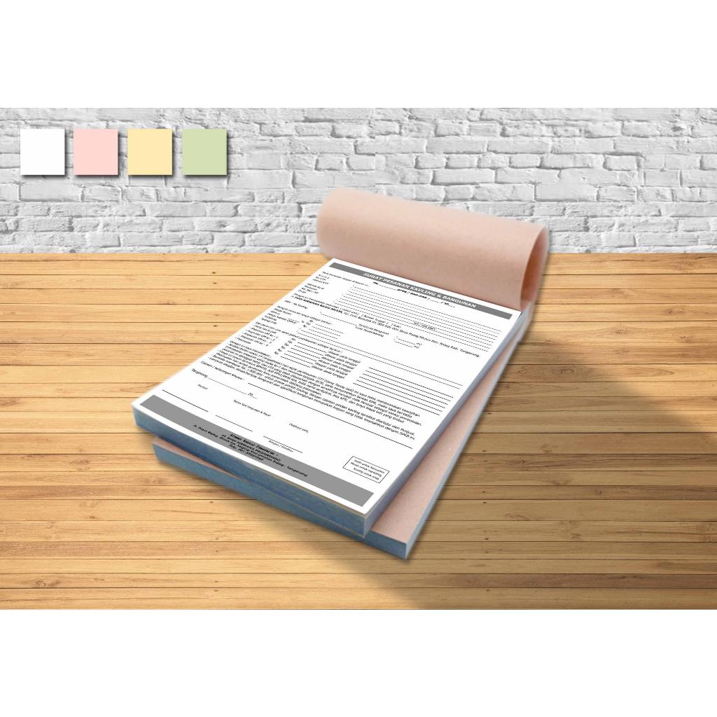 

Cetak Nota 4 ply 1 atau 2 warna 1 polio Kertas NCR / KARBON Minimal Pemesanan 10 Buku