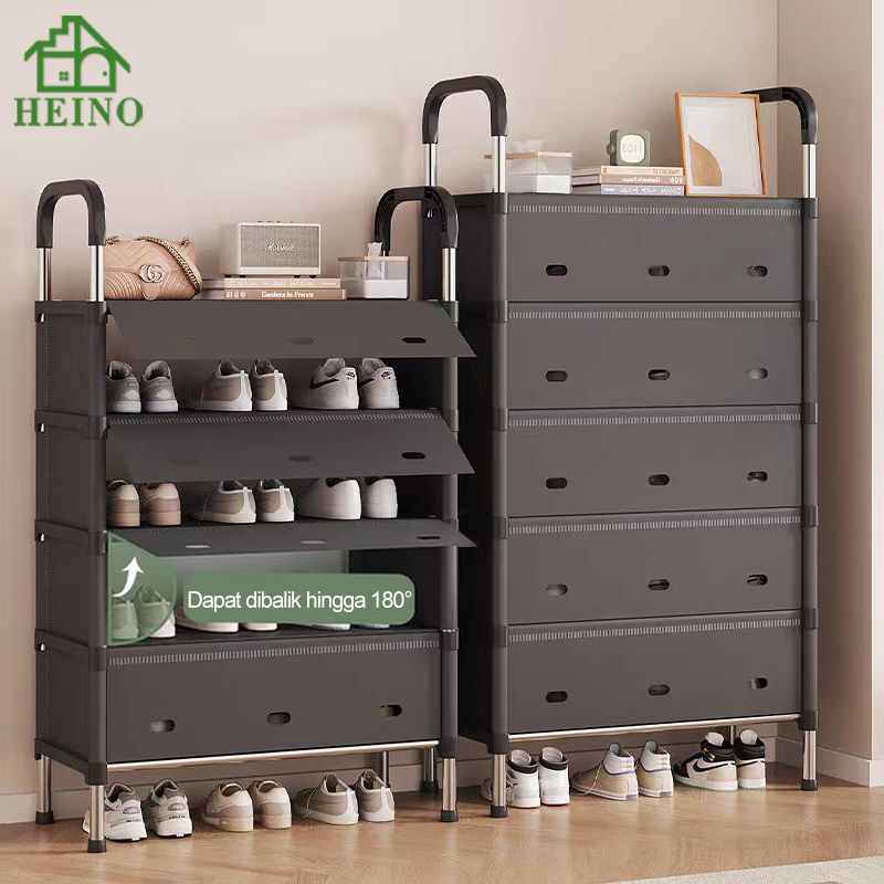 Rak Sepatu Susun Plastik Tertutup Tahan Debu / Rak Sepatu Besi Kuat Tebal Kokoh