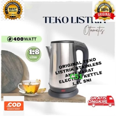 C51 TEKO LISTRIK STAINLESS LISTRIK MULTIFUNGSI 400 w WATT PEMANAS AIR KETTLE ELEKTRIC 1.8 L BESAR OT