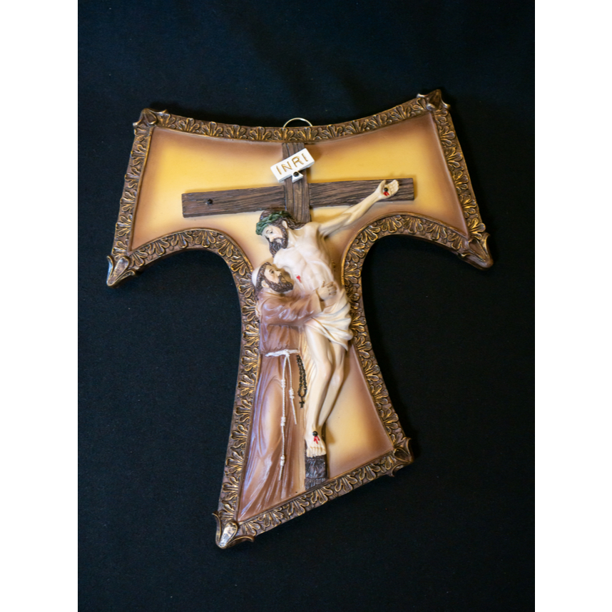 Salib Rohani Katolik Tau Yesus & St Fransiskus 24cm Pajangan Perlengkapan Rohani Katolik