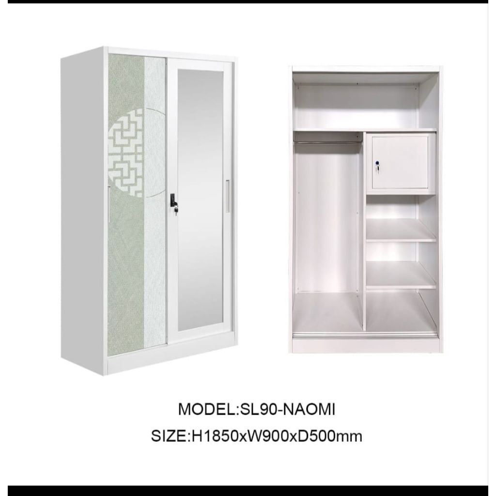 Almari pakaian plat besi pintu sleding