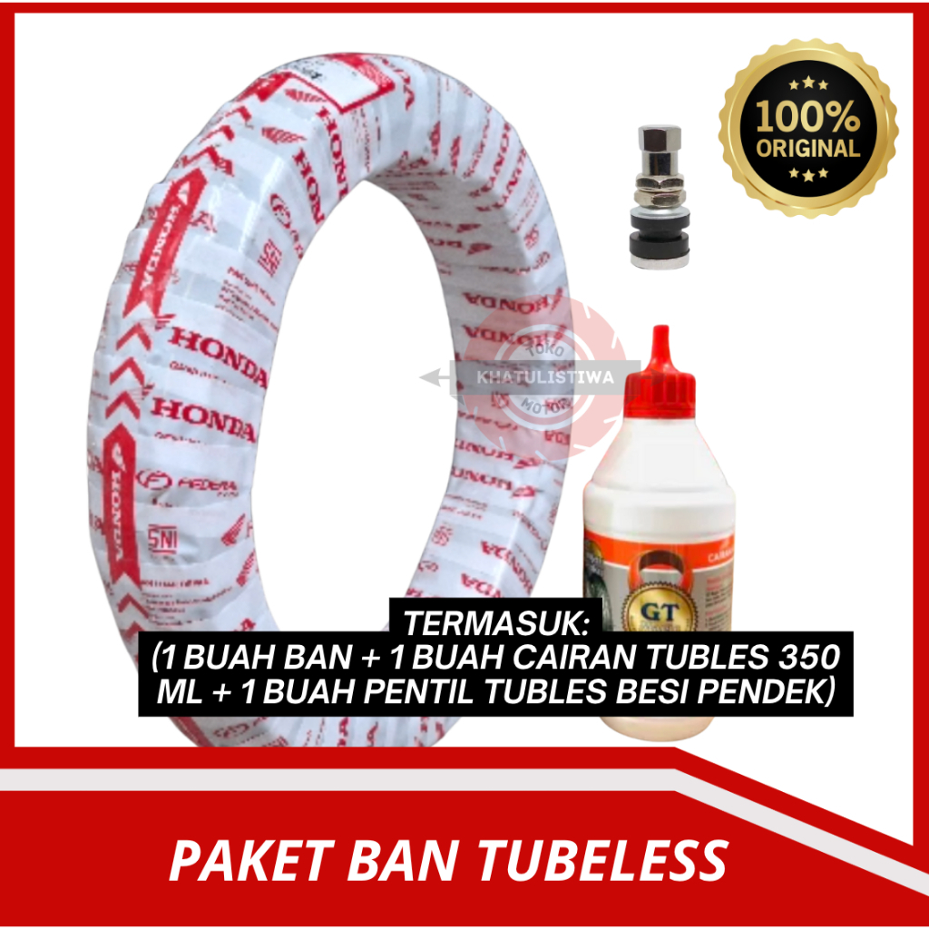 [PAKET BAN TUBELESS] BAN LUAR AHM 80/90-14 90/90-14 BAN HONDA ASLI AHM ORIGINAL BAN MOTOR TUBELESS M