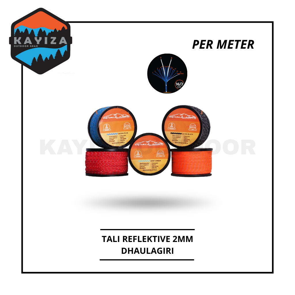 Tali Prusik Reflektif 2 MM Dhaulagiri Per 5 Meter - Perusik Reflective - Tali Prusik Nyala - Tali Te