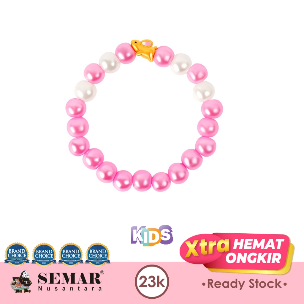 Gelang Emas Anak Candy Pearl Dop Rabbit Gold 23K Semar Nusantara