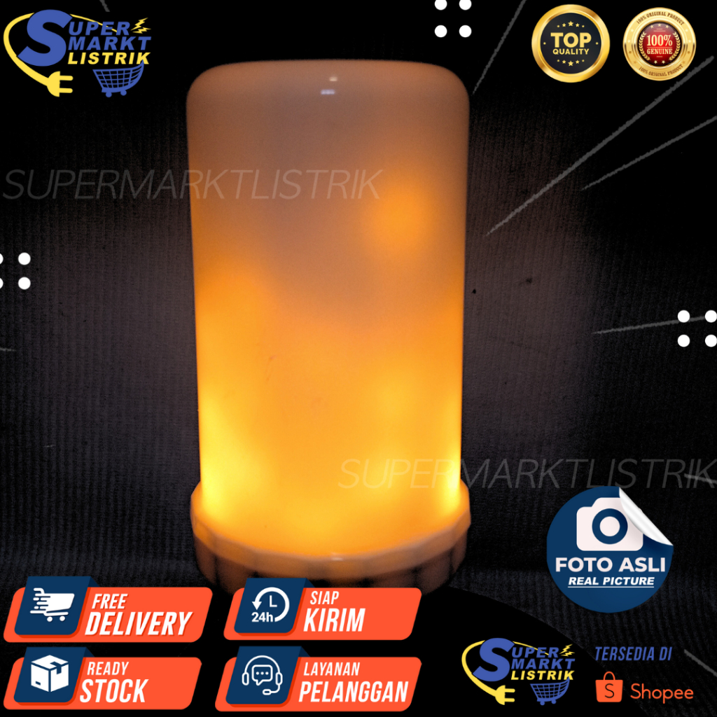 Lampu Flame Efek Api LED Flame Lampu Api Kuning Pijar Obor 5W 5Watt E27 Lampu Hias Aesthetic Dekoras