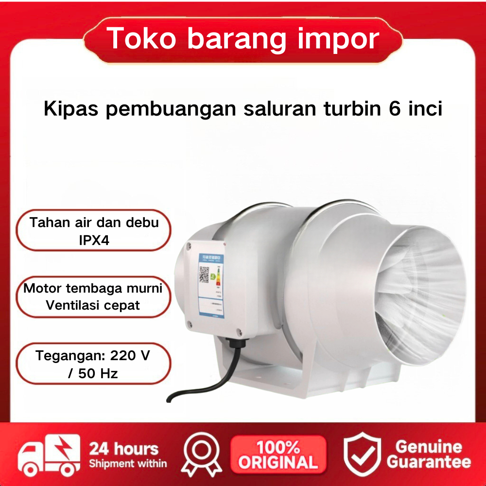 6"Inch Blower Exhaust Fan Kipas mountable Exhaust Fan tekanan meningkatkan Fan ventilator kamar mand