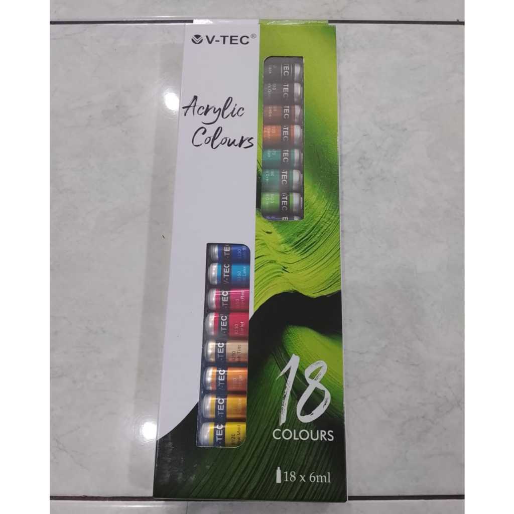 

V-Tec Acrylic Paint Set 18 Warna x 6 ml | Cat Akrilik Lengkap Berkualitas