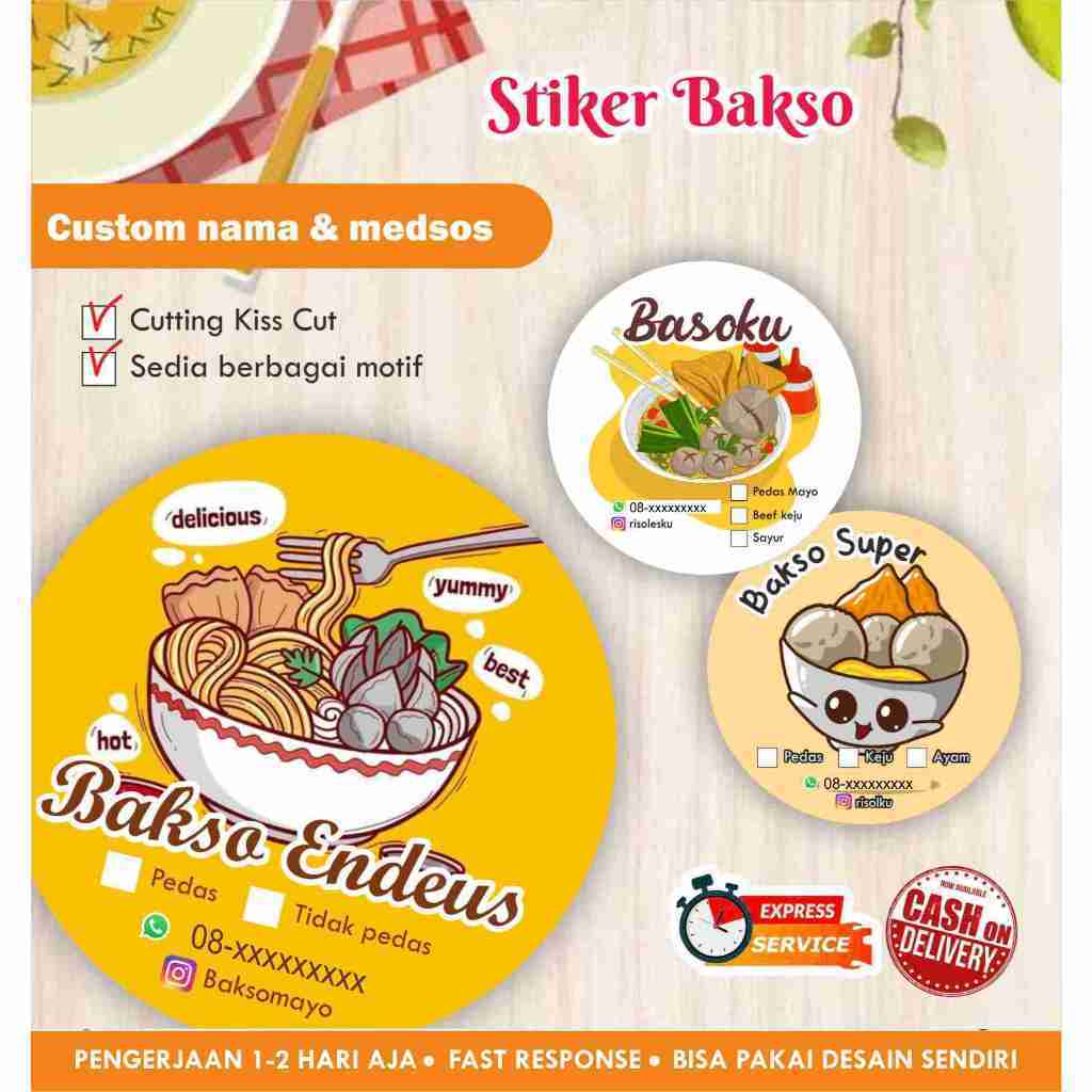 

[170 pcs] Stiker Baso / Bakso Cromo bulat / Label kemasan makanan / minuman / promosi / murah