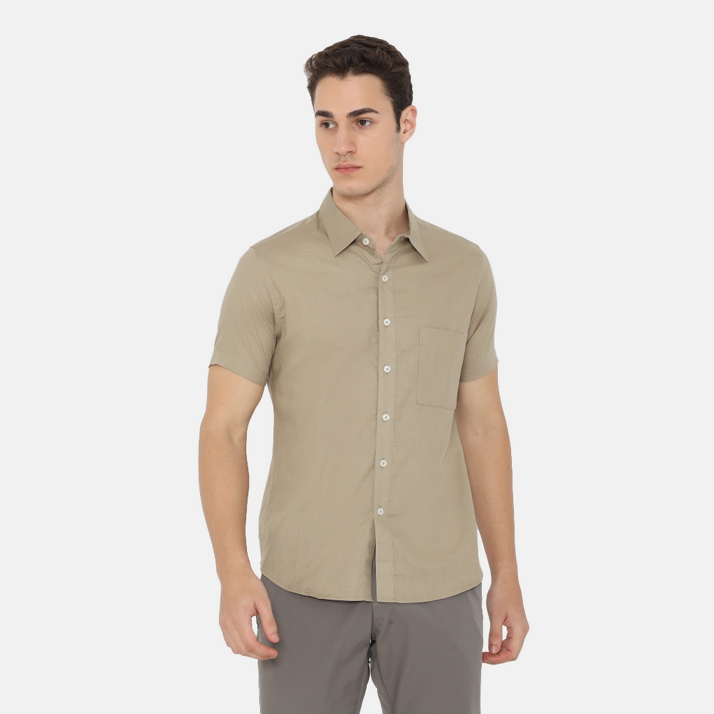 BAROSSO - Daytona Short Sleeve Regular Fit Casual Shirt | Kemeja Polos Lengan Pendek Kasual Pria - B