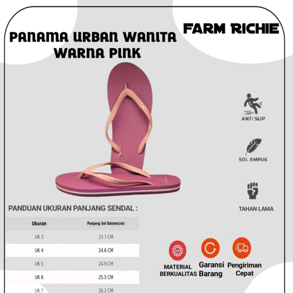 Sandal Jepit Wanita Sandal Panama Urban Pink