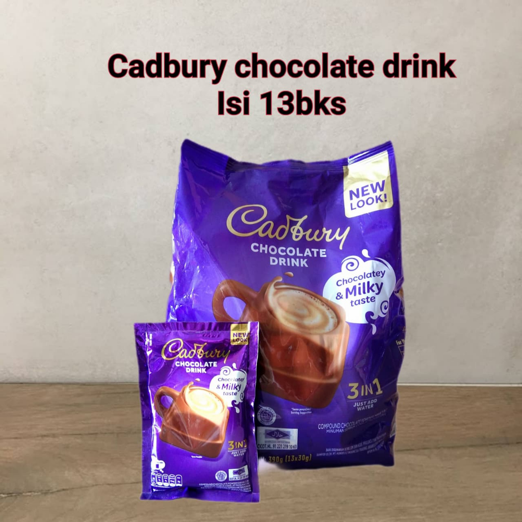 

Cadbury chocolate drink 3in1 390gr isi 13 bks @30gr ( ds bgr )