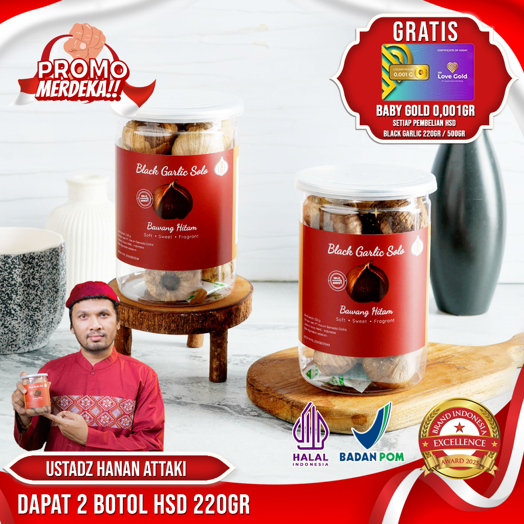 

2 BOTOL HSD Black Garlic Solo ( Bawang Hitam Tunggal) 220 Gr