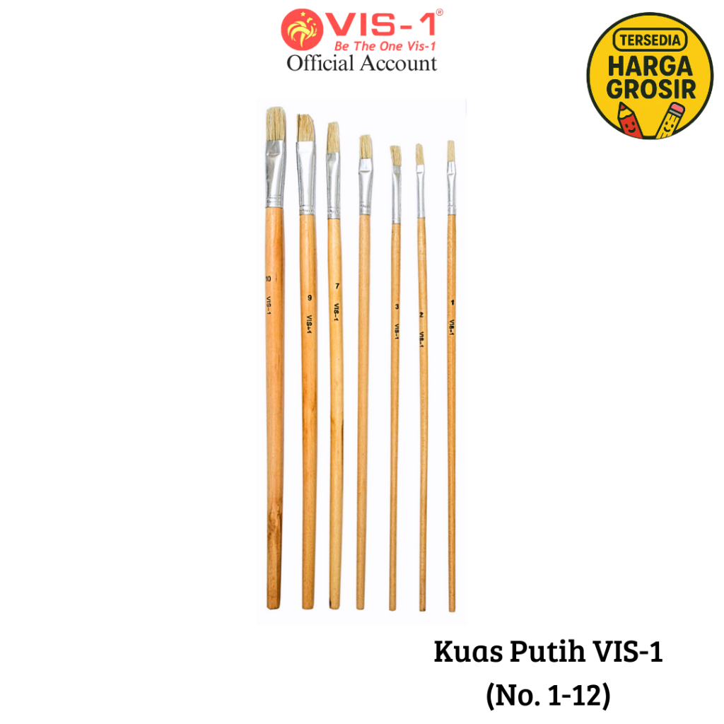 

VIS-1 - Kuas Putih Kayu / 1pack isi 12pcs