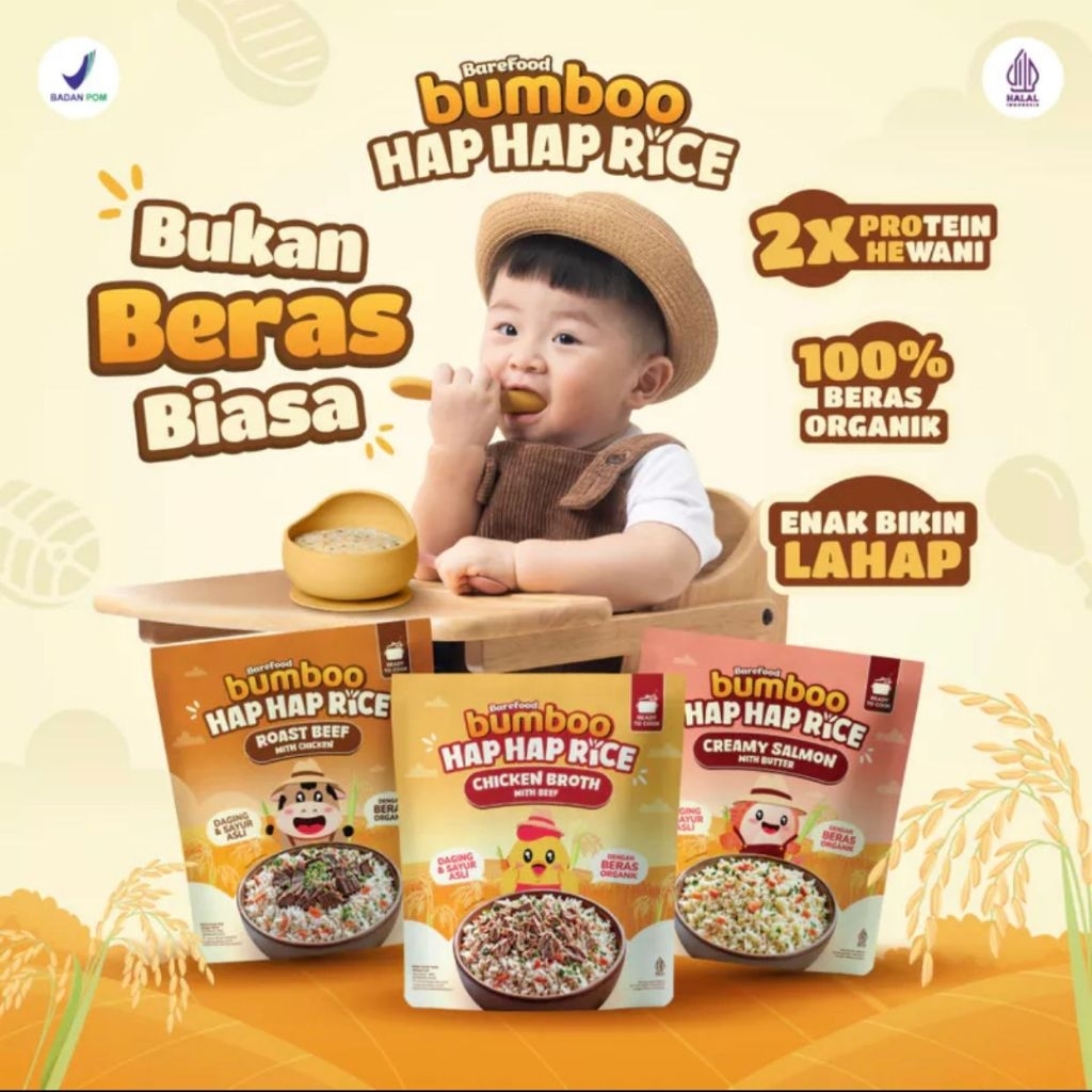 

BUMBOO HAP HAP RICE | 100% BERAS ORGANIK TANPA PESTISIDA | DOUBLE PROTEIN HEWANI | BAHAN ALAMI | TANPA PENGAWET