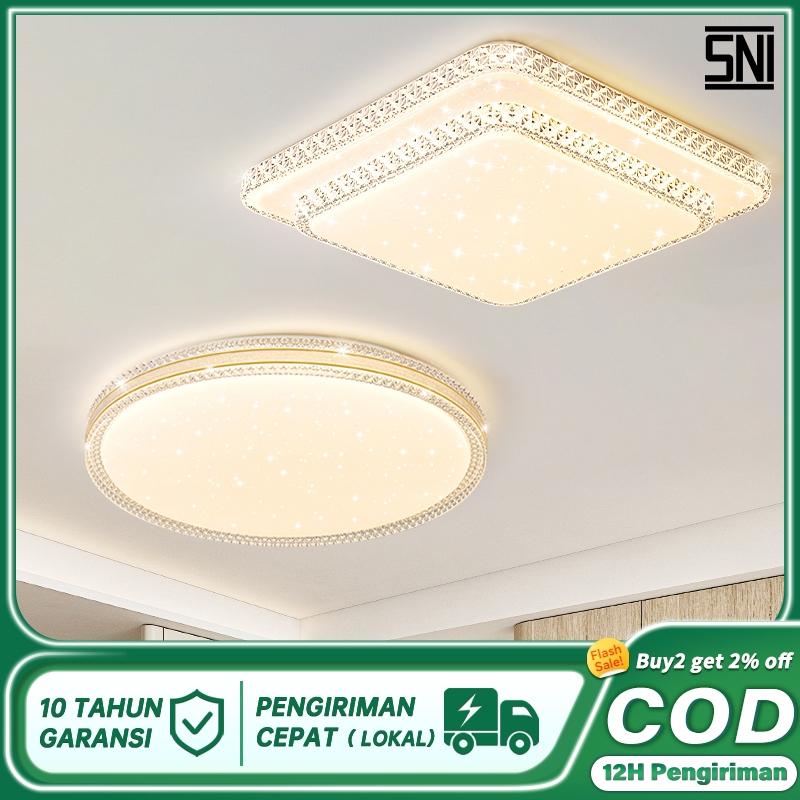 【COD】Lampu Plafon Minimalis Modern Lampu balkon Lampu kamar tidur Led Persegi Pvc 48 Watt 3 Warna Ru