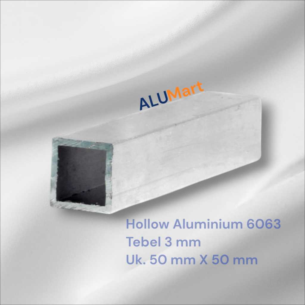 Hollow Aluminium 6063 50 mm X  50 mm X T. 3 mm  X 500 mm