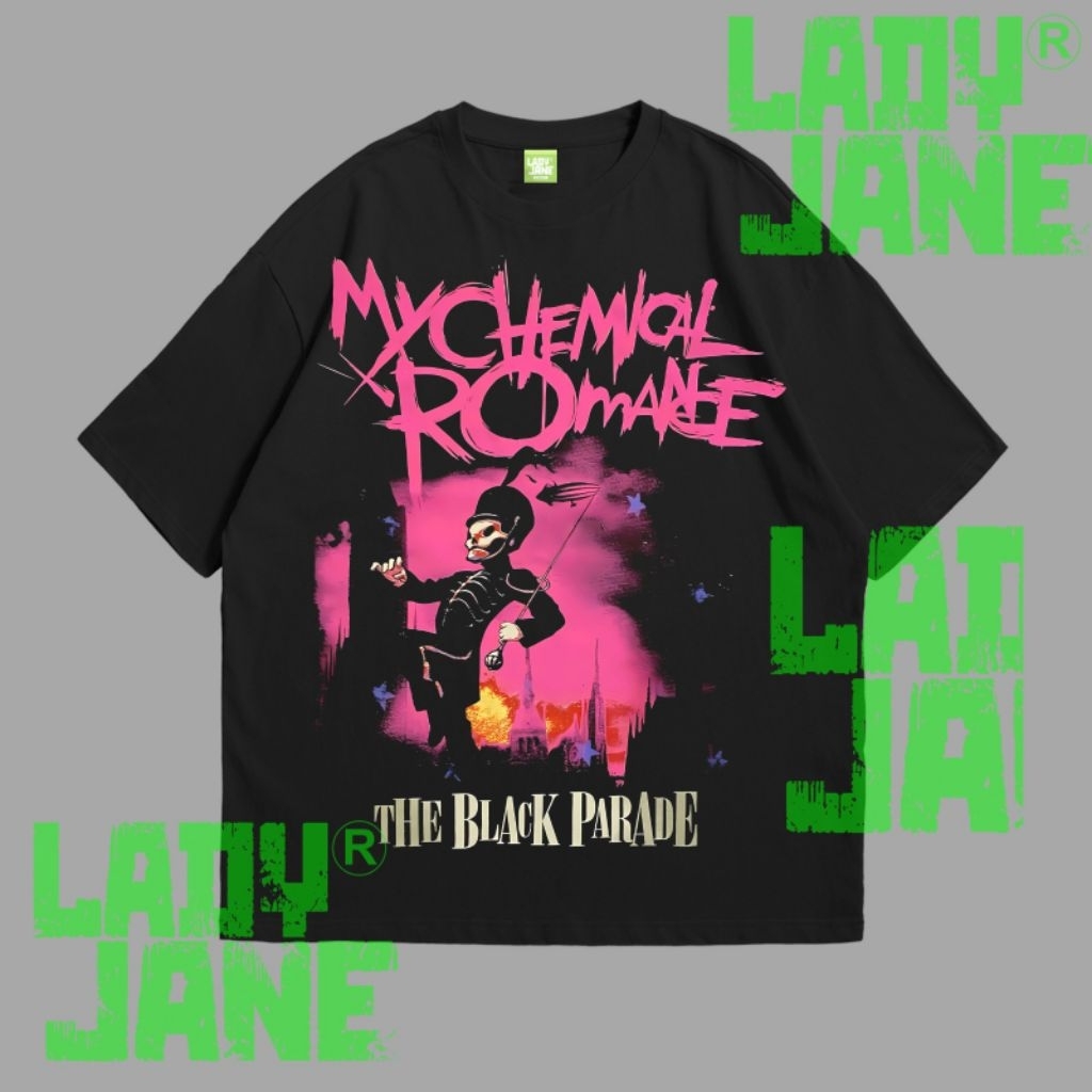 LADYJANE THE BLACK PARADE TSHIRT OVERSIZE HITAM KAOS BAND