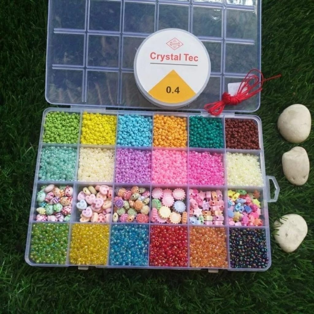 PAKET DIY MANIK MOTE 24 SEKAT MOTE MANIK PASIR SUSU DOP DOF 8/0 6/0 3MM 4 MM 24 SEKAT MOTE MANIK