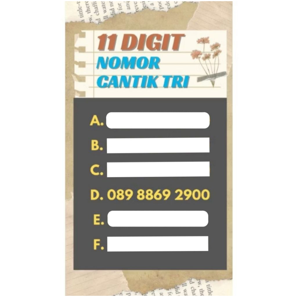 Nomor Cantik Tri 11 Digit Nocan Tri 11 Digit Kartu Perdana Tri Cantik 11 Digit Kartu Tri Cantik 11 D