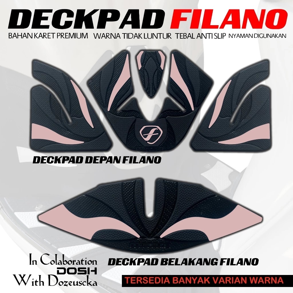 Dozeuscka Dekpad Motor Yamaha Filano Anti Selip Bahan Karet Premium Tebal
