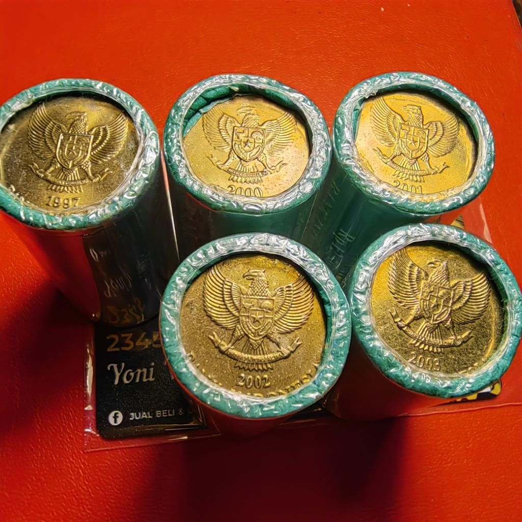 500 rupiah melati kecil 5 roll tahun lengkap ASLI 1997 2000 2001 2002 2003