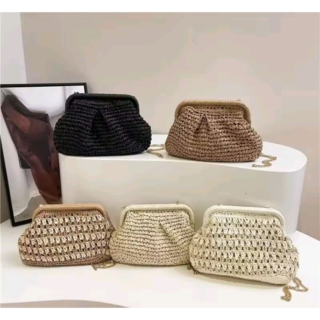 tas rotan Bali tas selempang wanita tas rotan selempang wanita straw sling bag tas fashion wanita ol