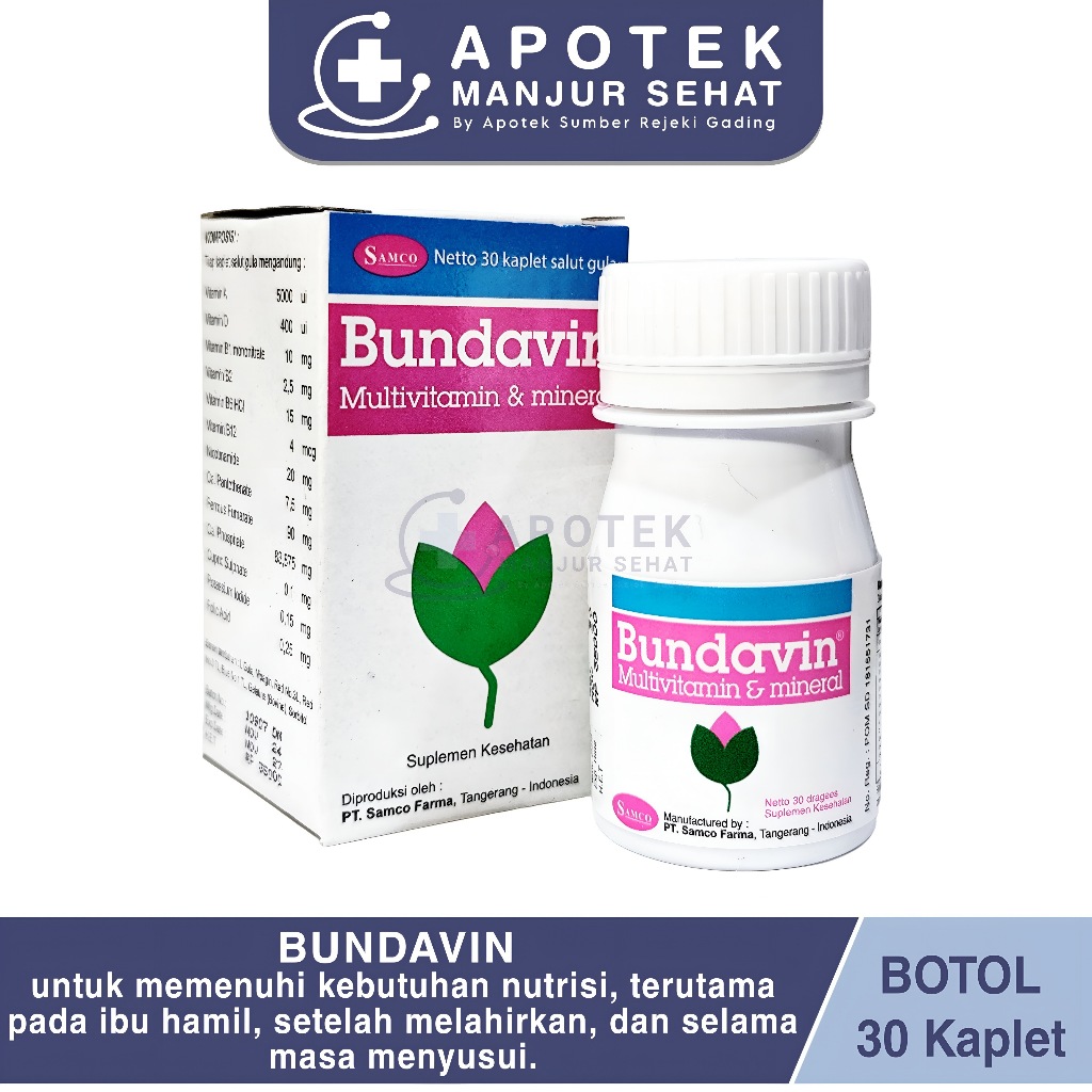 Bundavin Multivitamin Ibu Hamil Menyusui Pot 30 Tablet