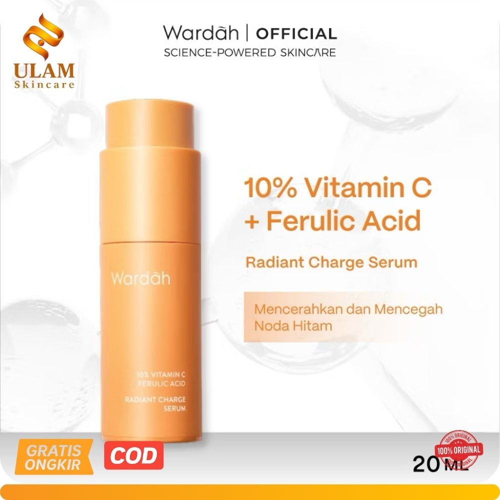 Wardah 10% Vitamin C Ferulic Acid Radiant Charge Serum 20 ml - Vit C Serum Wajah Muka Mencerahkan Ek