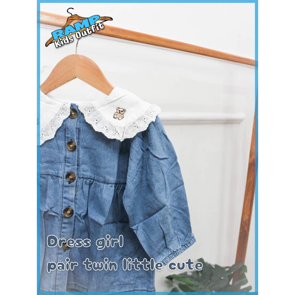 dress anak perempuan | dress denim anak perempuan | Dress girl pair twin little cute ball 550-66