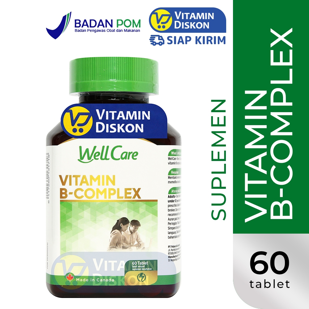 WELLCARE VITAMIN B-COMPLEX 60 TABLET | Suplemen Untuk Meningkatkan Energi, Kesehatan Saraf & Otak, C