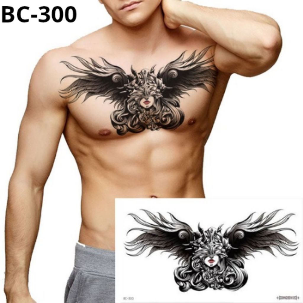 [COD] Tatto Topeng Sayap Hitam kode BC-300 | Tatto Tempel Tubuh Dada Perut Punggung untuk Unisex | T