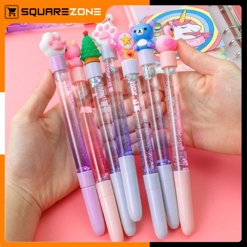 

Pulpen Tinta Gel 0.5mm Pena Glitter Air Cristal Transparan Motif Lucu 3D ATK016