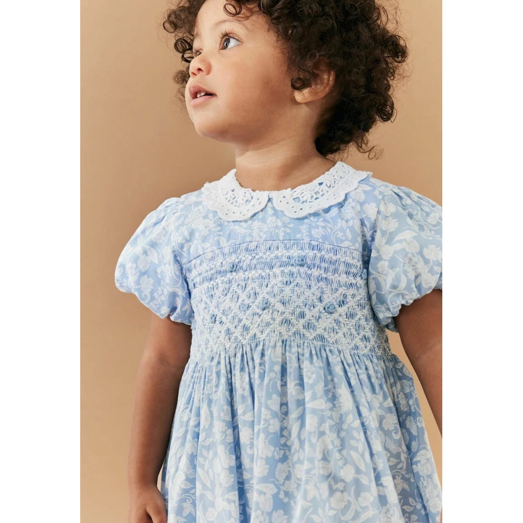 preloved like a new smocked dress handsmocked kerah katbol full smocked dress tangan balon anak pere