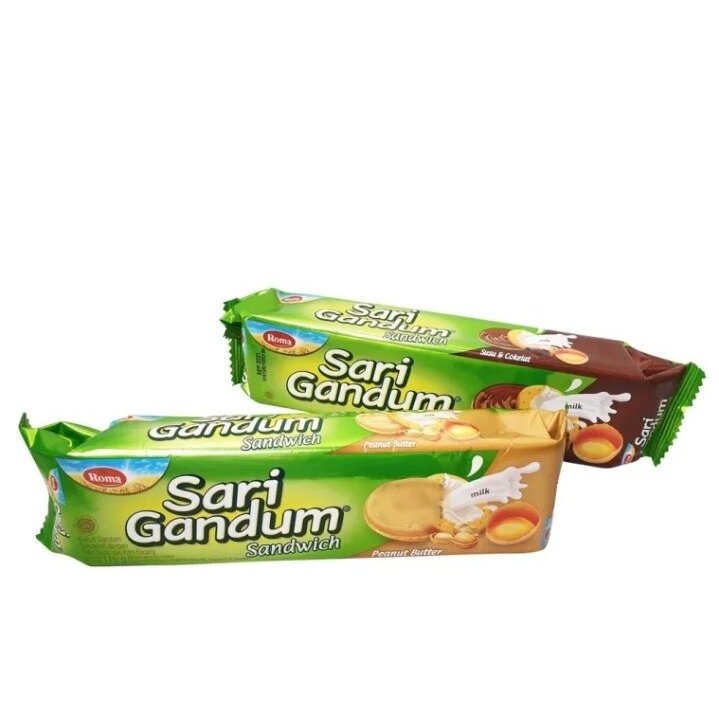 

roma biscuit sari gandum sandwich peanut butter 108g / roma biscuit sari gandum sandwich susu & cokelat 108g
