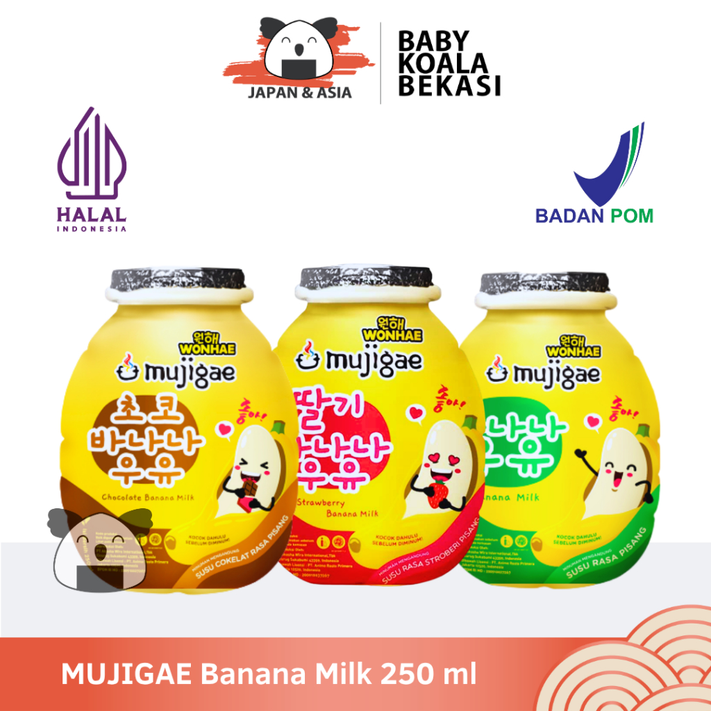 

MUJIGAE Banana Milk 250 ml Halal | Susu Korea Rasa Pisang | Coklat Strawberry -BKB