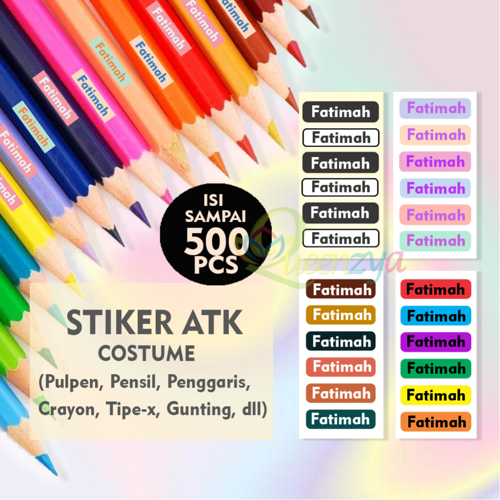 

Stiker Nama Alat Tulis Tahan Air + Cutting