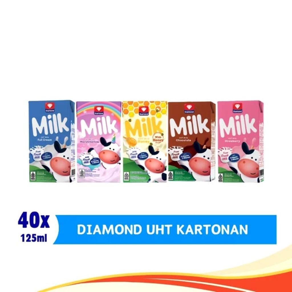 

susu UHT Diamond 125ml mix rasa 1 karton