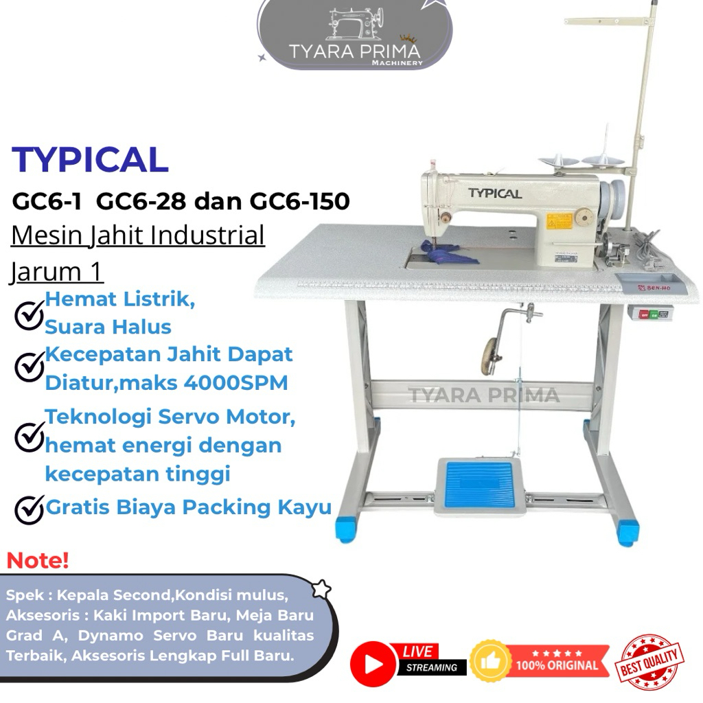 Mesin Jahit Typical Jarum 1 High speed Industri Baru Dan Second GC6-28-1 GC6-1 GC150