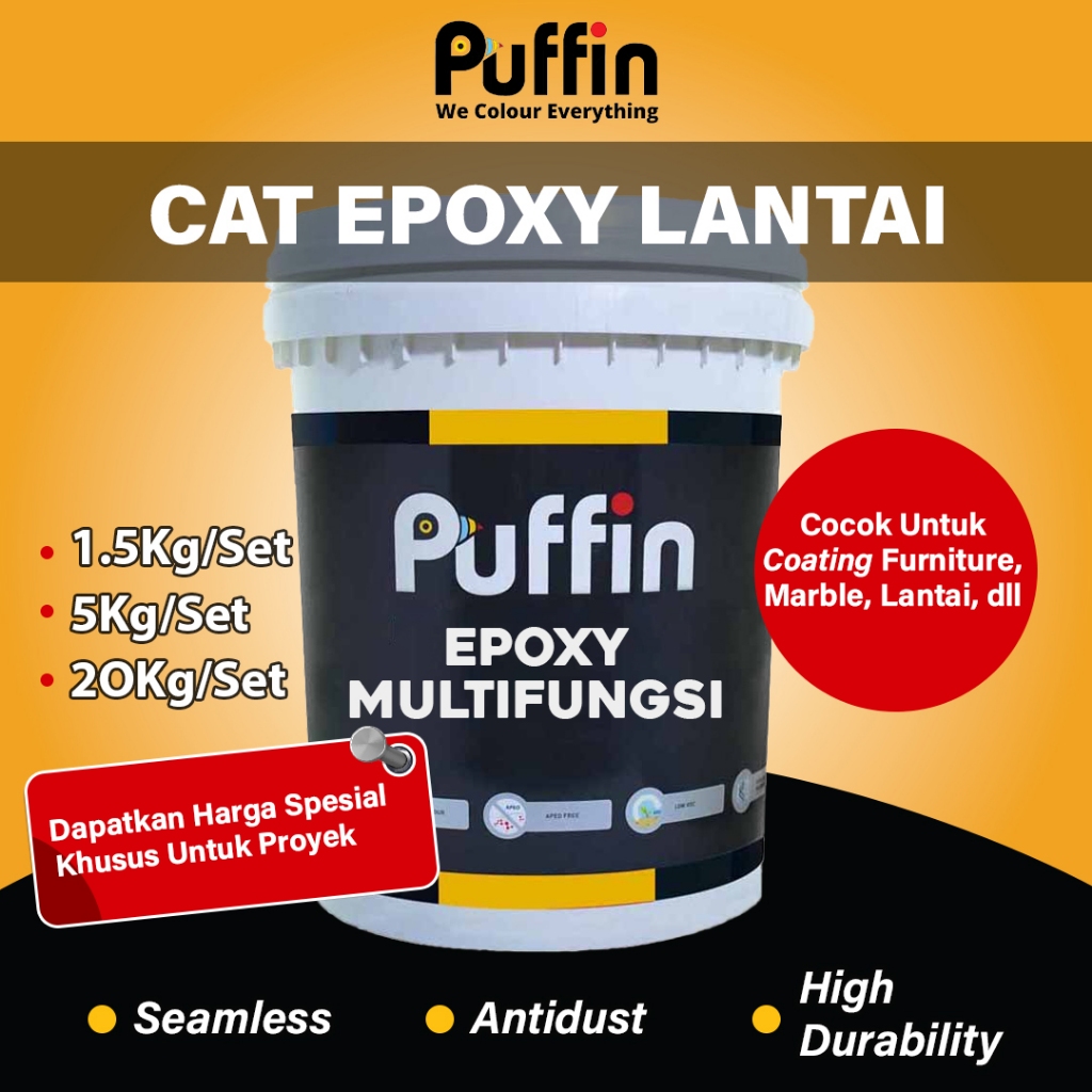 Puffin Paint Cat Epoxy Bening / Clear Puffin Epoxy Multifungsi 20kg set
