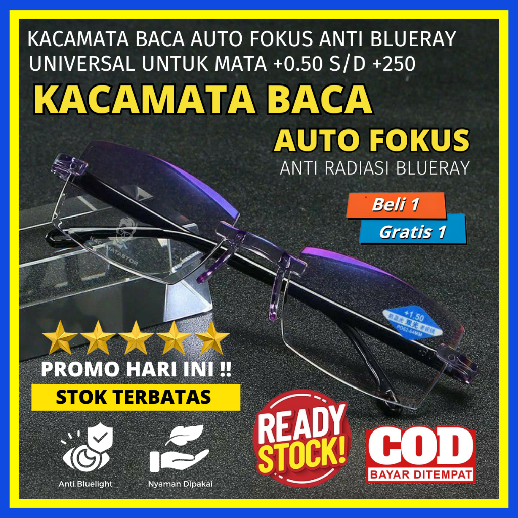 Kacamata Baca Plus Auto Fokus Anti Radiasi Blueray Kaca mata Pria Dan Wanita