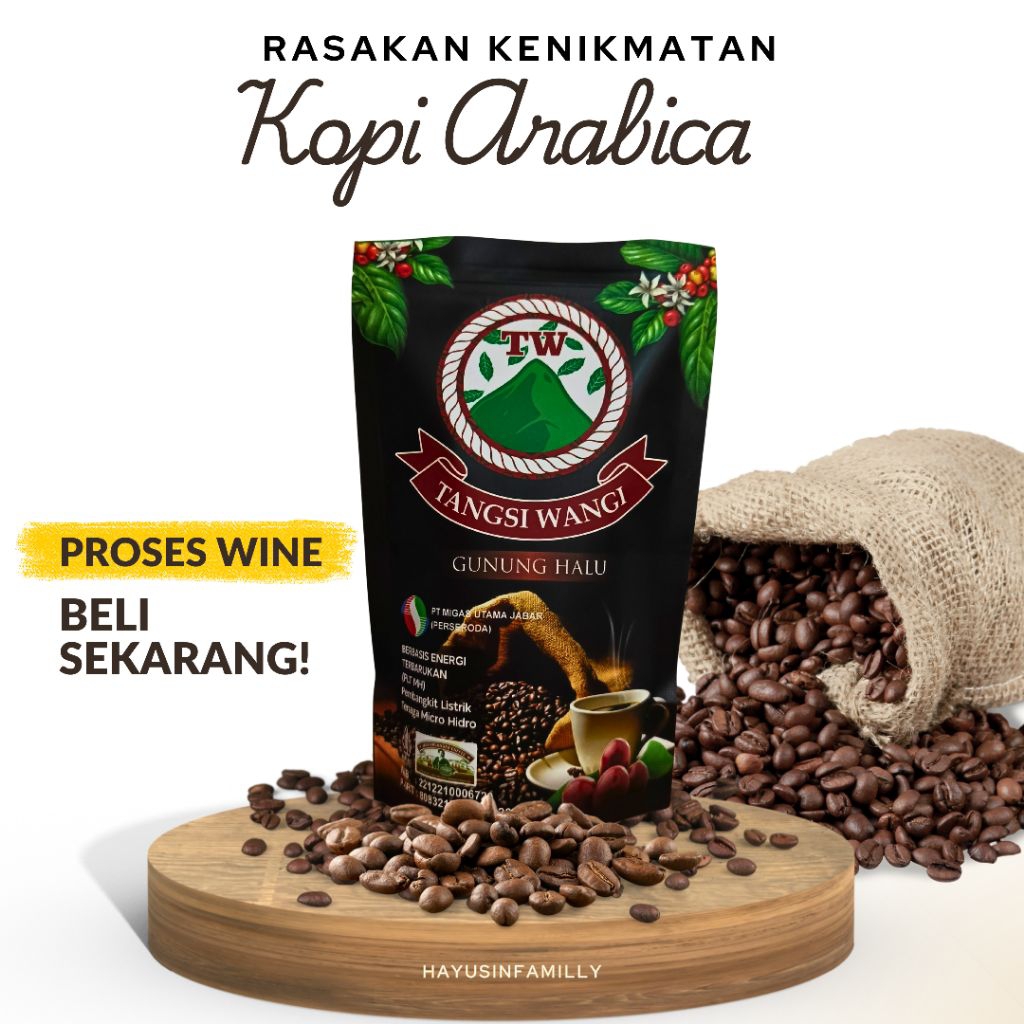

Kopi bubuk Arabica proses wine Tangsi wangi Gununghalu