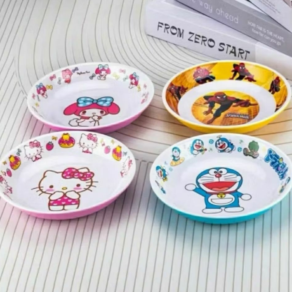 piring cekung melamin karakter import lucu bentuk bintang frozen hellokitty doraemon