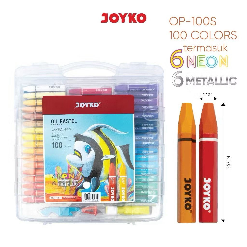 

Crayon Krayon Joyko Oil Pastel 100 Warna OP-100S Termasuk 6 Neon 6 Metallic