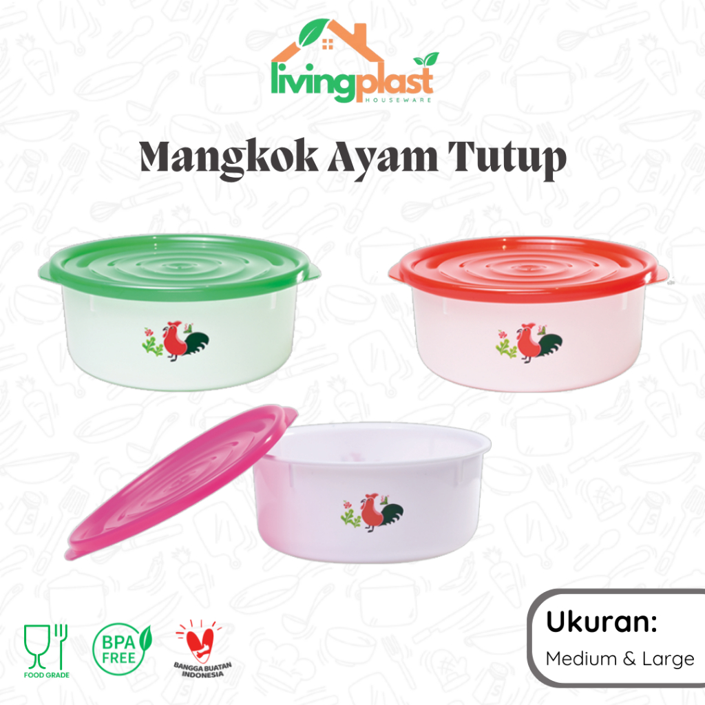 Mangkok Ayam Tutup SL / Mangkok Plastik / Mangkok Kedap Udara / Mangkok Plastik Serbaguna