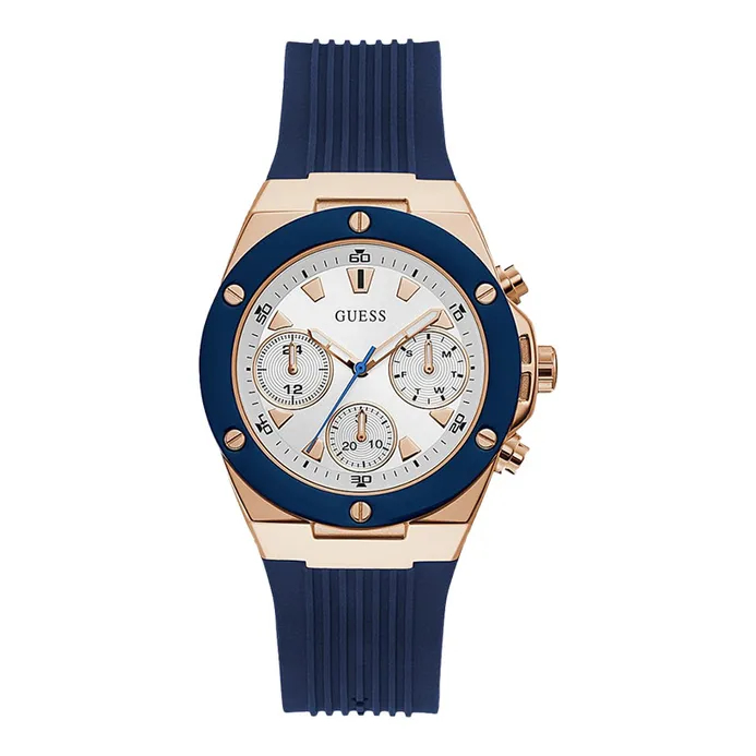 Guess GW0030L5 Ladies White Dial Navy Silicone Strap