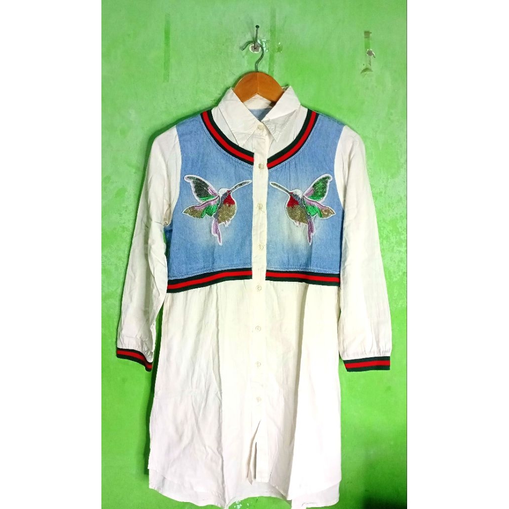 kemeja wanita  kombinasi jeans ( preloved )